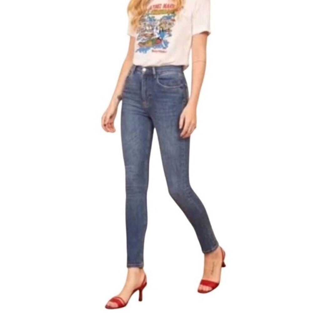 Reformation Jeans High Rise Skinny Jeans Darwin Blue Wash Size 25